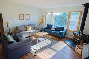 Smart TV, chimenea y libros