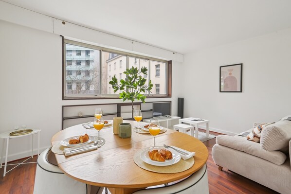 City Apartment, 1 Double Bed with Sofa bed, Non Smoking, Garden View | Living area | 40-inch Smart TV with satellite channels - Chic 1BR Steps from Opéra Garnier (Paris)