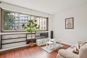 City Apartment, 1 Double Bed with Sofa bed, Non Smoking, Garden View | Living area | 40-inch Smart TV with satellite channels - Chic 1BR Steps from Opéra Garnier (Paris)