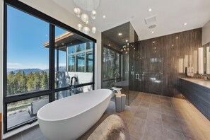Shower, hair dryer, towels, soap - Big Sky Vista - Hot Tub, Fireplace & Mountain View (Big Sky)