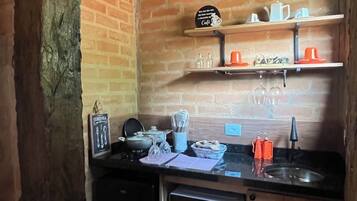 Romantic Chalet, Kitchen, Mountain View | Private kitchen