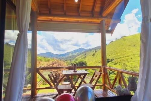 Romantic Chalet, Kitchen, Mountain View | Private spa tub