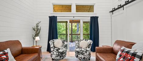 TV connectée, cheminée, livres