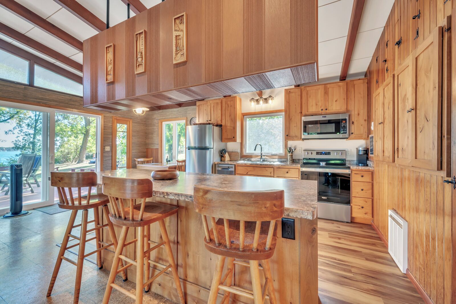 Réfrigérateur, micro-ondes, plaque de cuisson, lave-vaisselle