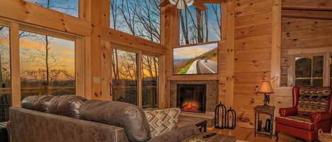 Télévision, cheminée