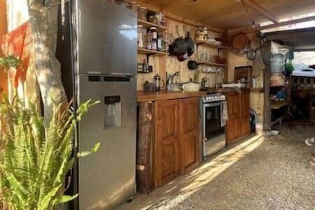 Private kitchen. The Baja Station - Queen Room - Rustic Ranch House