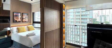 Deluxe-studio, kaupunkinäköala | Pimennysverhot, ilmainen Wi-Fi