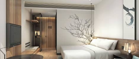 Standard Room, 1 Queen Bed | Free minibar, in-room safe, desk, laptop workspace