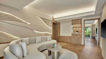 Luxury-Villa, 2 Schlafzimmer, Balkon, Blick auf die Anlage | Wohnbereich