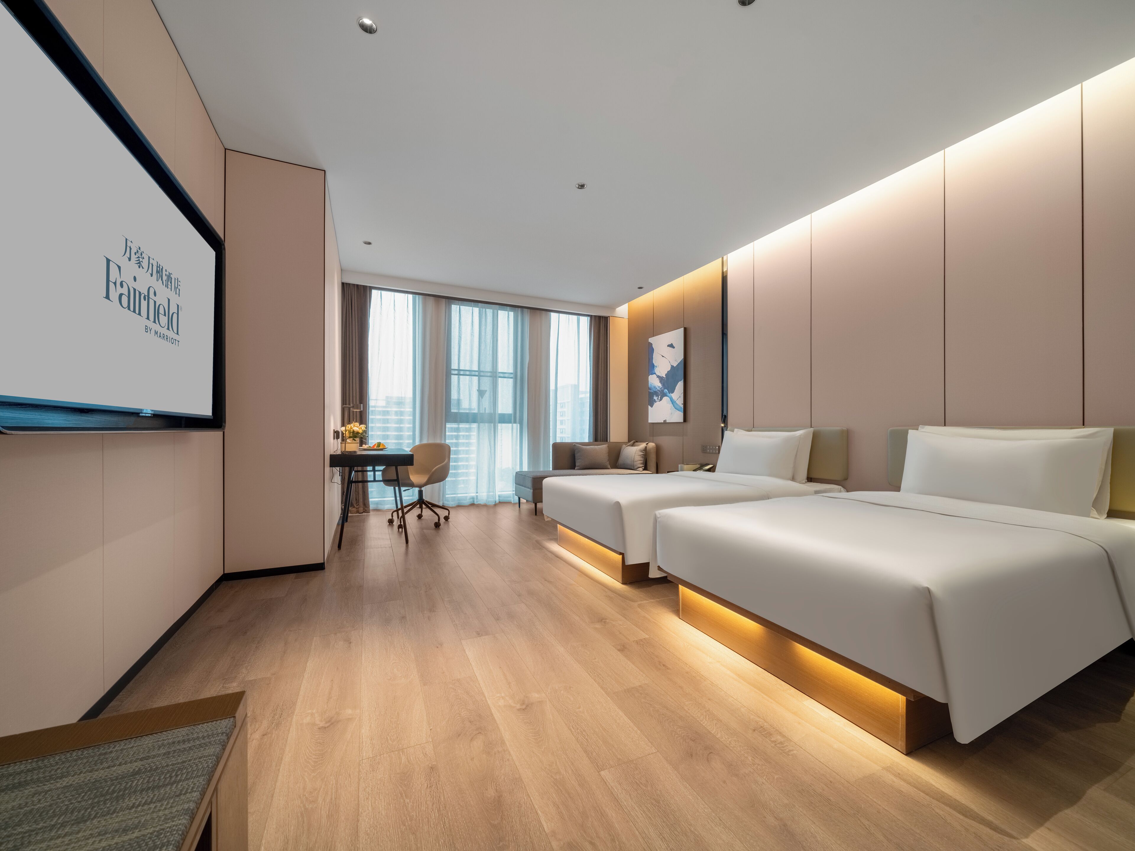 标准房, 2 张单人床, 城市景观