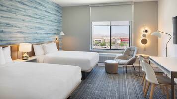 Premium bedding, desk, blackout drapes, iron/ironing board