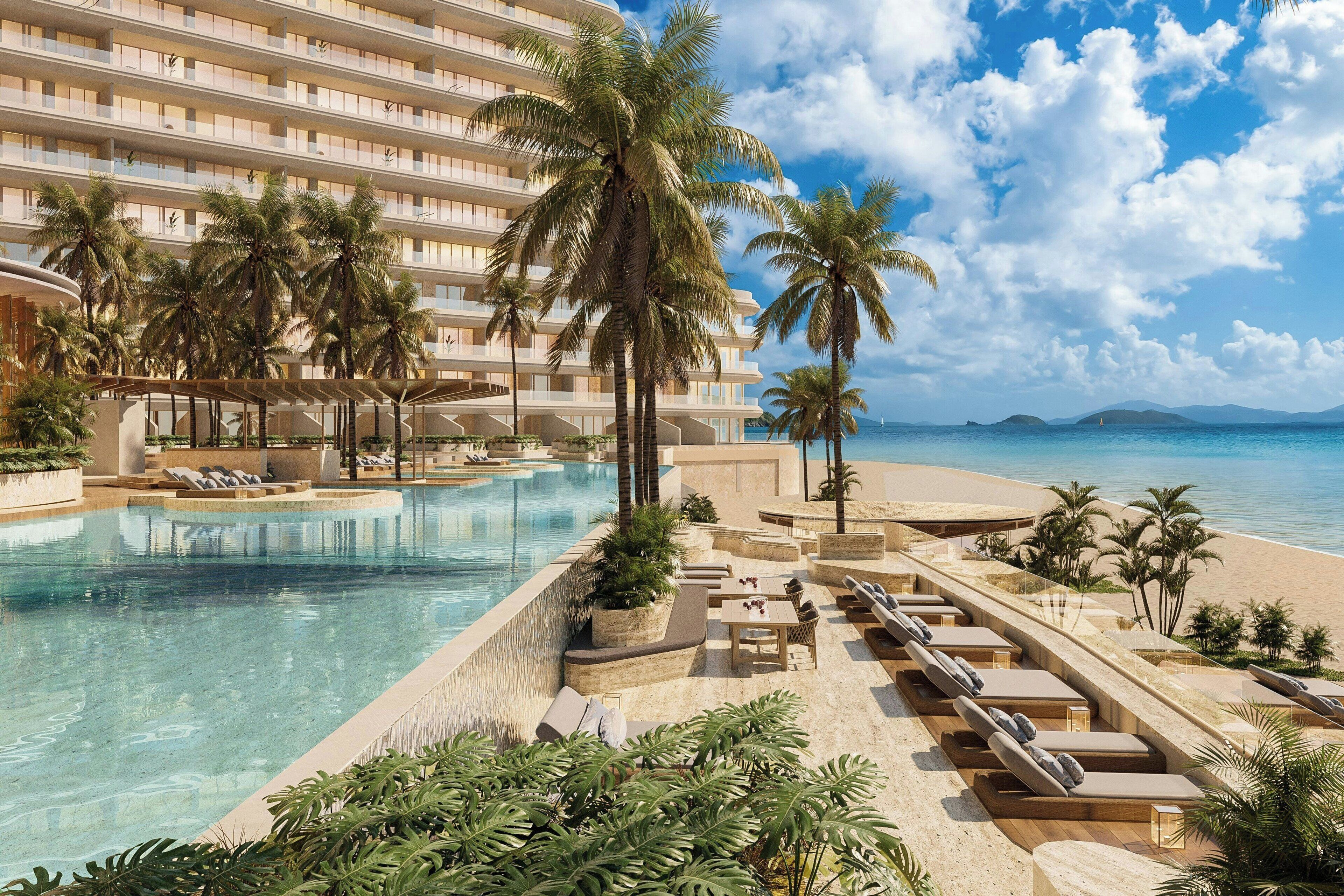 Private beach, white sand, sun-loungers, beach umbrellas