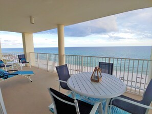 Outdoor dining - 3 BR/3 BA Wall to Wall Gulf Views! Accessible Master Suite/Efficiency (Panama City Beach)
