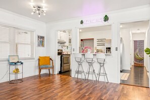 Fridge, microwave, oven, stovetop - Indy's Palm Pad | Deck • Retro Tiki Bar • Parking (Indianapolis)