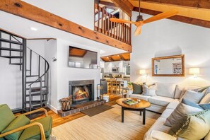 Smart TV, fireplace, video games, books