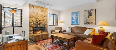 TV, fireplace
