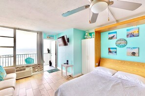 1 bedroom, iron/ironing board, free WiFi, bed sheets - Relaxing Beachfront Studio w/ Balcony Views & Shared Pool (Daytona Beach)