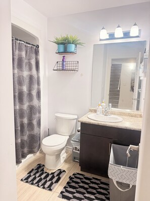 Shower, hair dryer, towels, soap - 2 bedroom luxury home in the heart of Niagara falls, close to the Falls &stores, (Niagara Falls)