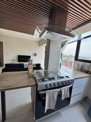 Fridge, microwave, oven, stovetop - Beautiful 2-bedroom apartment with terrace in Mexico City (Ciudad de México)