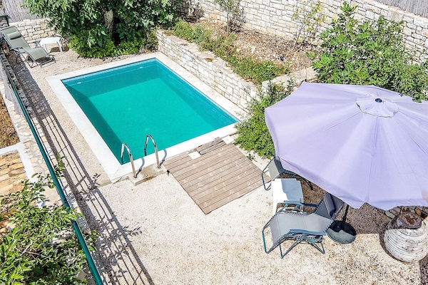 View down to your pool and outdoor area