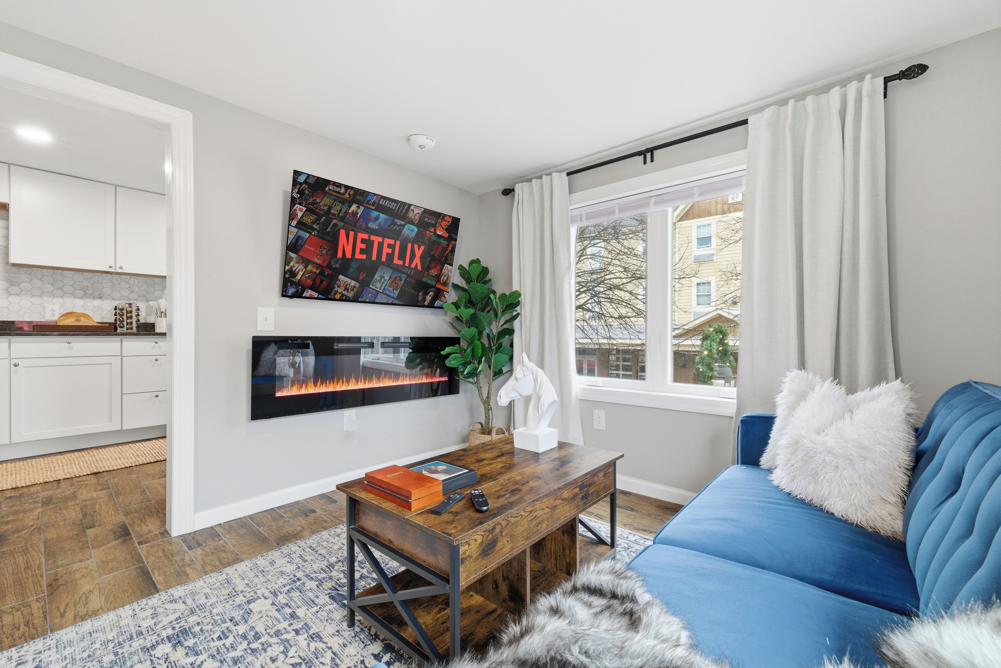 TV connectée, cheminée