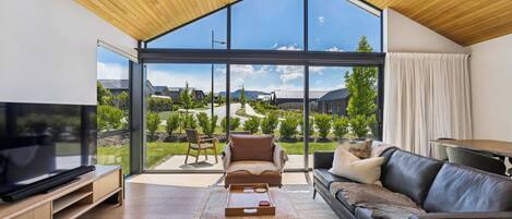 Télévision, cheminée, espaces bureaux