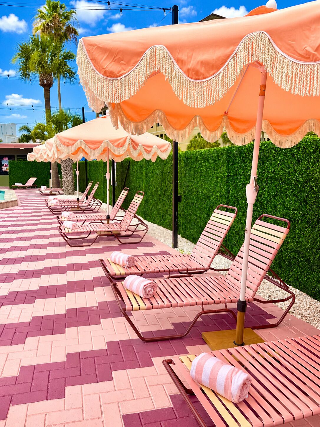 Outdoor pool, open 9:00 AM to 9:00 PM, pool umbrellas, sun loungers