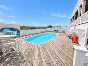 Large pool deck - Ocean front oasis full remodel hot tub heated pool Wild horses 8 bed 8 bath (Corolla)