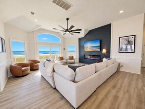 Living area - Ocean front oasis full remodel hot tub heated pool Wild horses 8 bed 8 bath (Corolla)