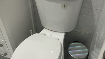 Shower, towels, soap, shampoo