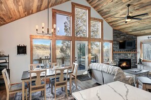 TV, fireplace, offices