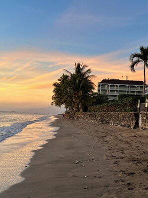 On the beach, beach towels