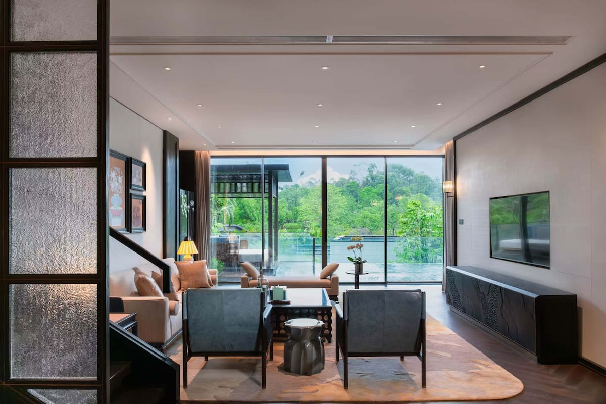 Luxury Villa, 2 Bedrooms, Private Pool, Garden View | In-room safe, desk, laptop workspace, blackout drapes