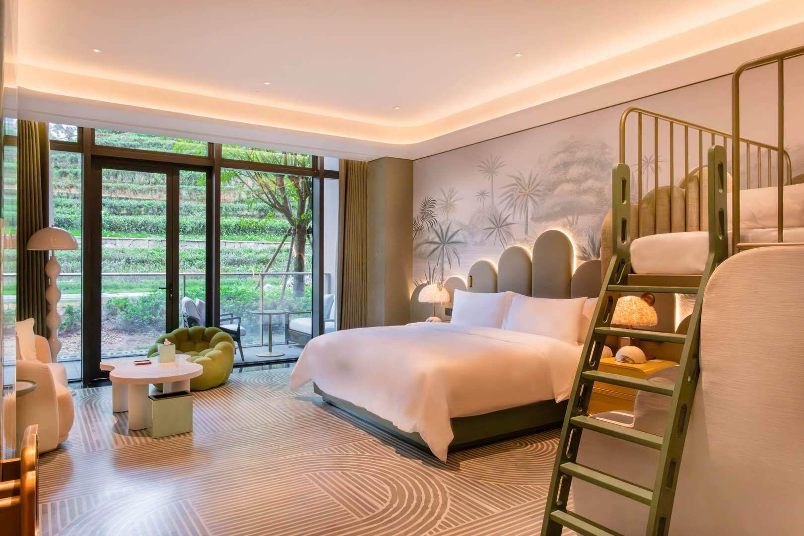 Family Room, Multiple Beds, Balcony, Mountain View | In-room safe, desk, laptop workspace, blackout drapes