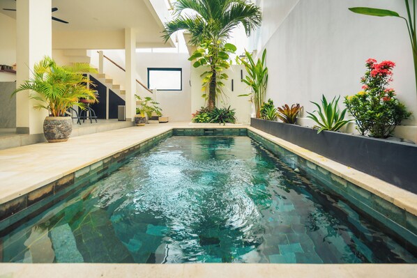 Outdoor pool, pool loungers - Senyum Villa (Canggu)