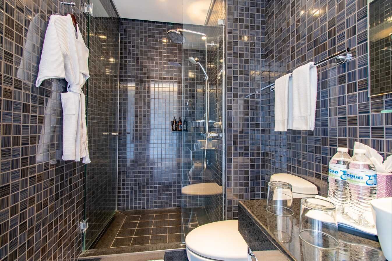 Ducha, secador de pelo y toallas