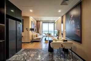 Family Suite, 3 Bedrooms, Club Lounge Access, City View | Egyptian cotton sheets, premium bedding, down comforters - Zenith Luxstay Lumiere Riverside (An Khanh)