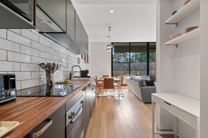 Fridge, microwave, oven, stovetop - Chic 2-Bed Apartment in Vibrant St Kilda (St Kilda)