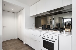 Fridge, microwave, oven, stovetop - Bright South Yarra Flat with Balcony (South Yarra)