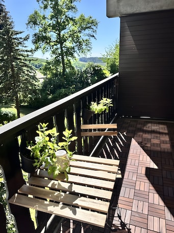 Terrace/patio. Apartment 'Schwarzwald Martini' with Mountain View, Shared Garden and Wi-Fi