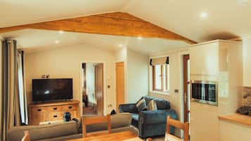 Superior-Chalet, Gartenblick | Wohnbereich