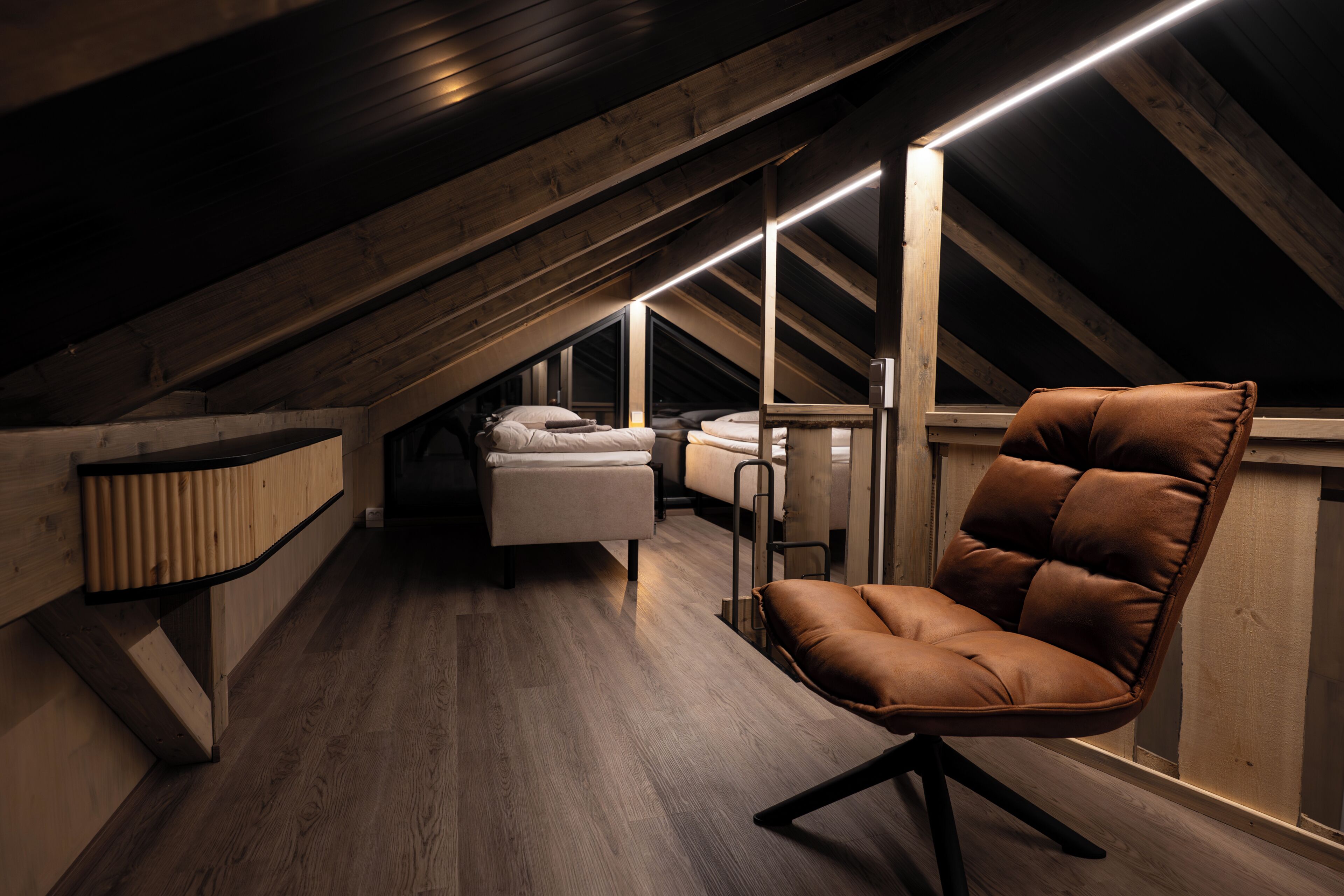 Superior huisje, uitzicht op meer | Interieur