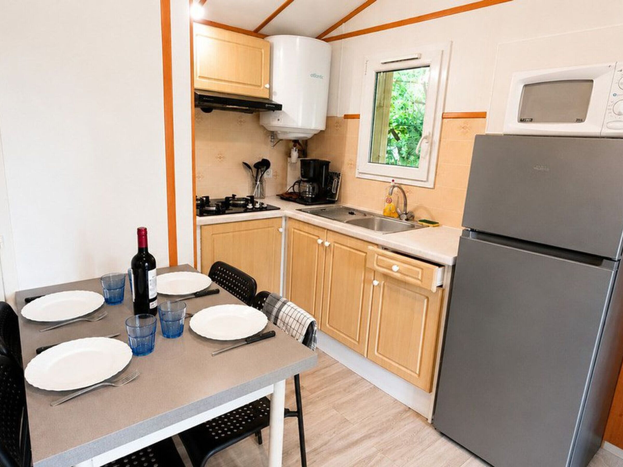 Fridge, microwave, coffee/tea maker