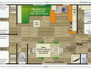 Floor plan - Mobile Home 40m² with Terrace - 3 Bedrooms (Neffes)