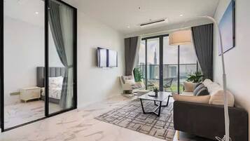 Family Suite, 3 Bedrooms, Club Lounge Access, City View | Egyptian cotton sheets, premium bedding, down comforters