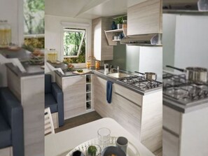 Fridge, microwave, dishwasher, coffee/tea maker - Prestige Mobile Home with Terrace for 4 People (Martiel)