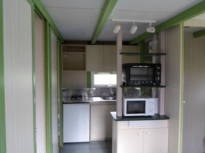 Fridge, microwave, coffee/tea maker