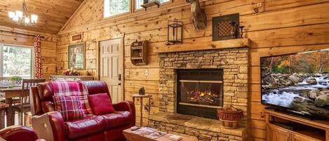 Mökki, 3 makuuhuonetta | Oleskelualue | Älytelevisio