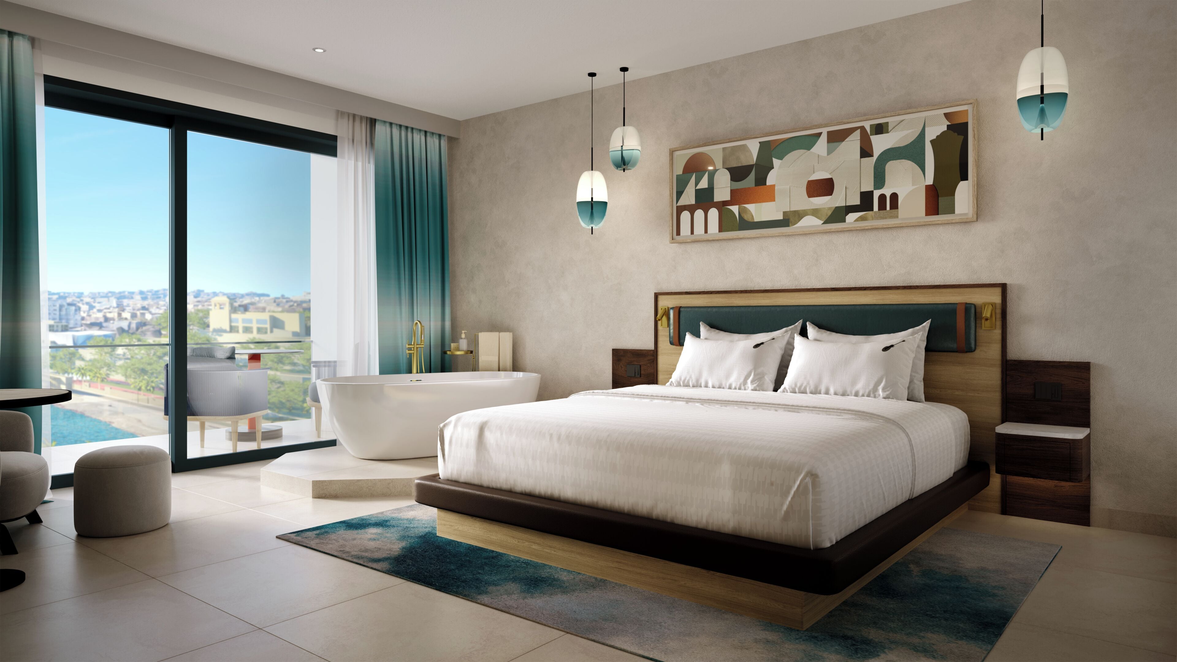 Egyptian cotton sheets, premium bedding, memory foam beds, minibar