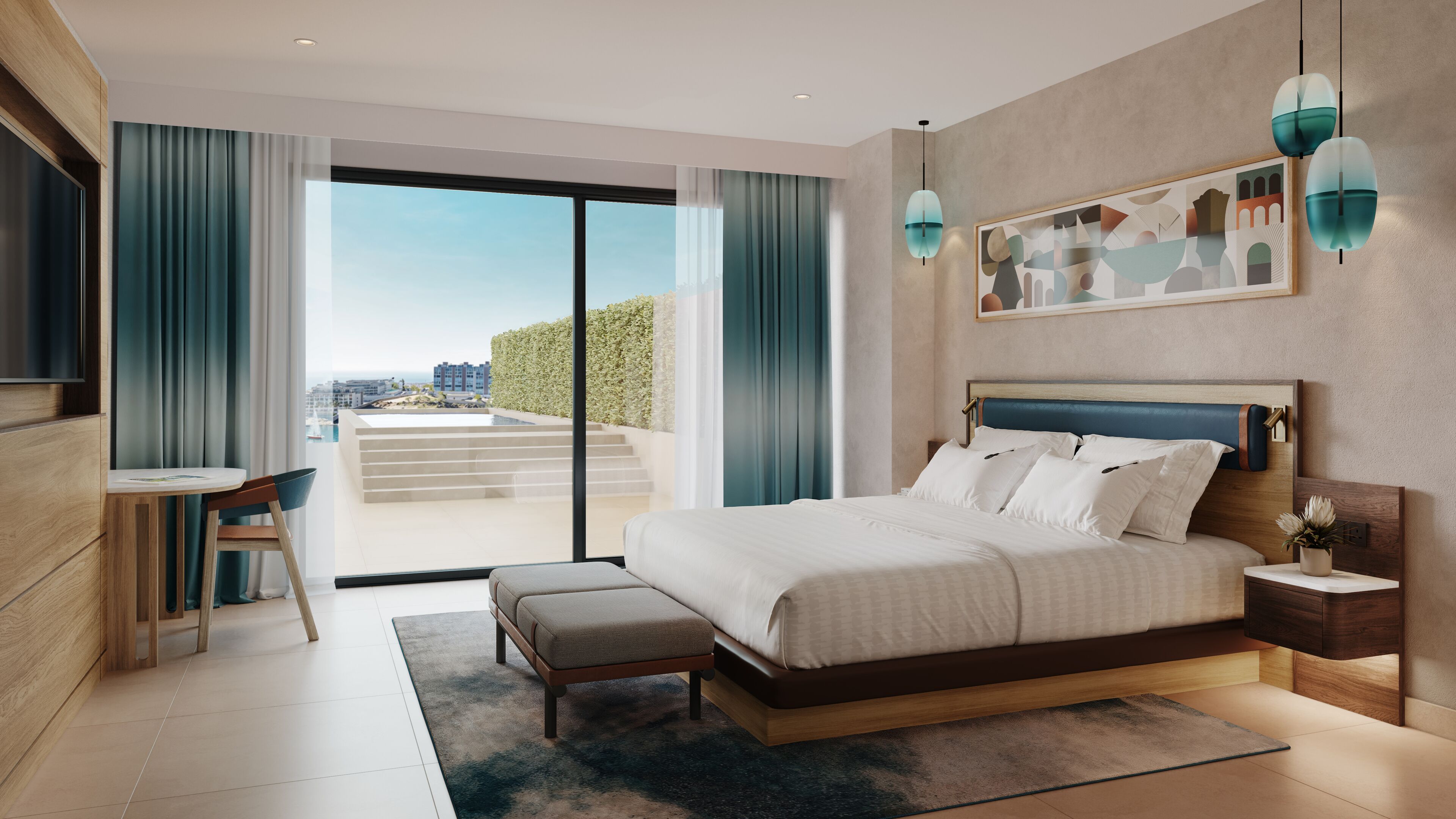 Egyptian cotton sheets, premium bedding, memory-foam beds, minibar